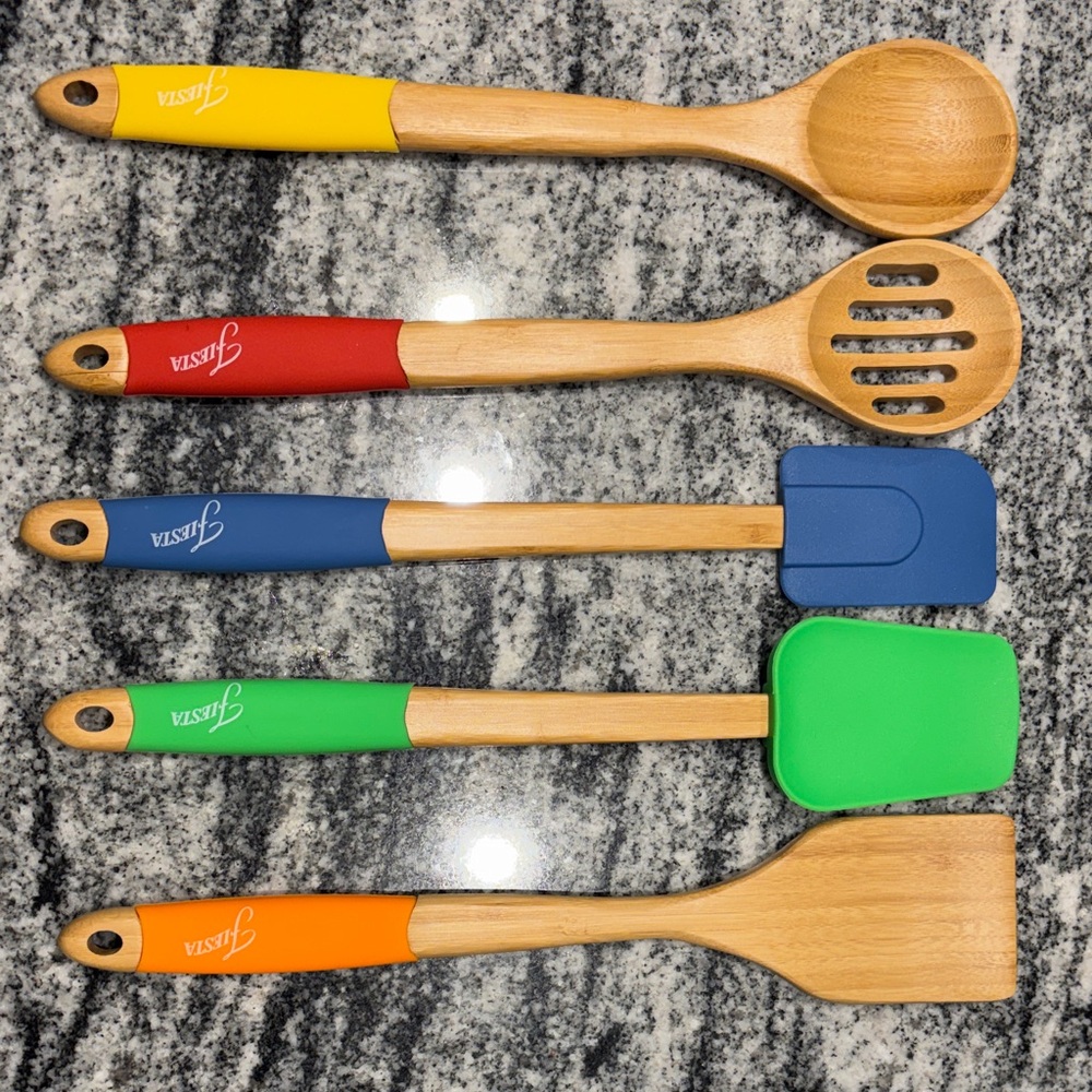 Fiesta Multicolor Bamboo Kitchen Utensil Set